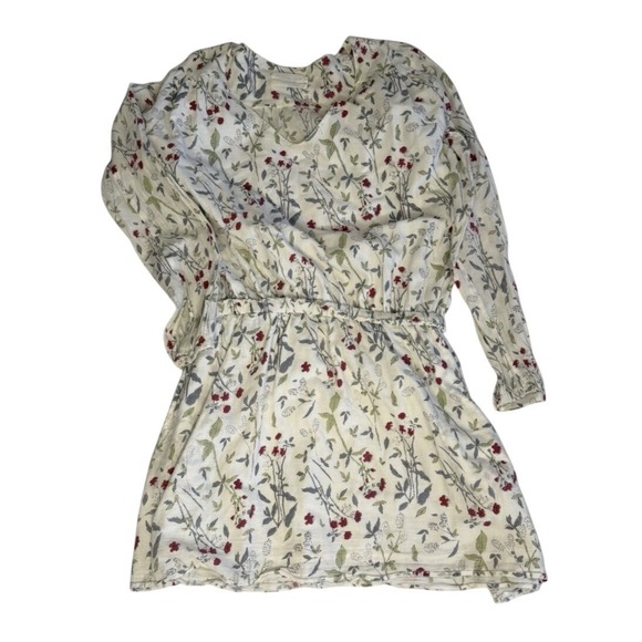 Capsule Collection by Juliette India Floral Mini Dress V Neck Long Sleeve Sz M